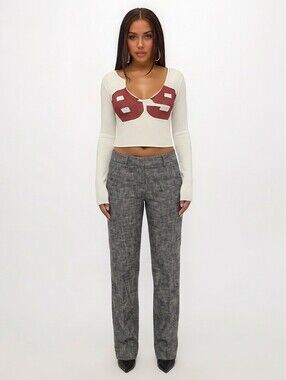Trina Turk Gray Straight-Leg Back Leg Slit Dress Trousers Pants 8 Heather Gray